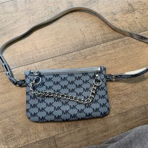 Michael Kors Blue MK Logo Chain Accent Crossbody